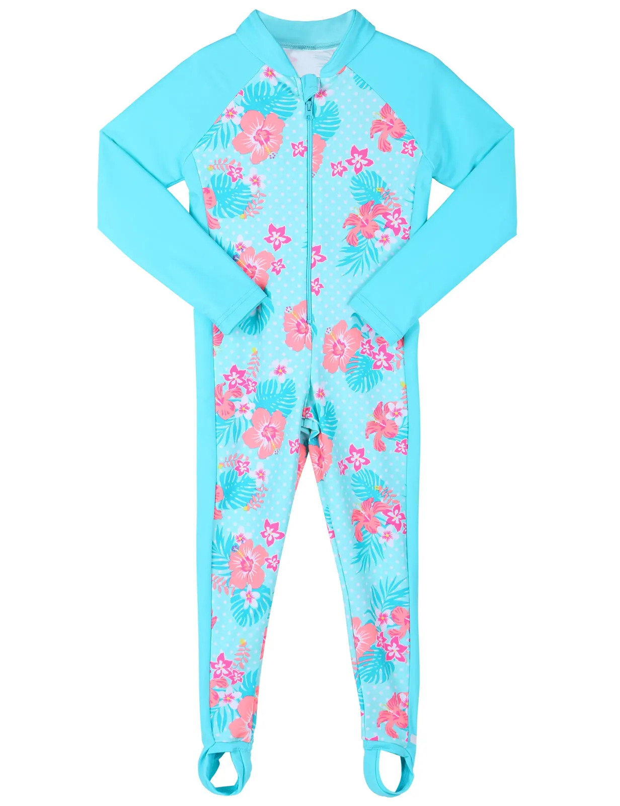 

BAOHULU Hot Selling One Pcs Long Sleeve Sweet 3-10Years Girls UPF 50+ UV with Zipper Swimwear Sunblock Bathing Suit