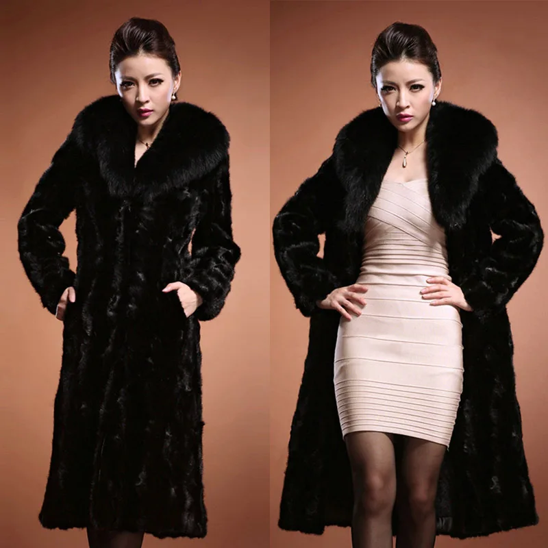 Зимняя женская верхняя одежда XXXL длинное пальто с длинным рукавом из