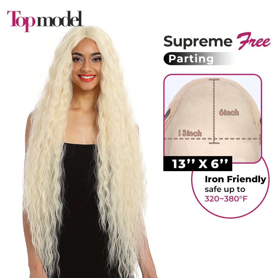 

TOPMODEL Cosplay 13x6 Synthetic Lace Front Wig Long 42 Inch Curly Wig Ombre Blonde Wig For Black Women Synthetic Lace Front Wig