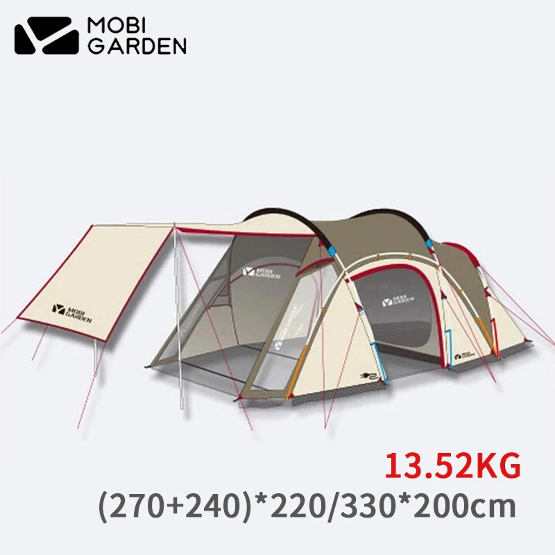 

MOBI GARDEN ZhuiMeng 3-4 Person Camping Tent 1 Room 1 Hall Large Space Tent 210T Polyester 4 Season Tent Aluminum Rod Outdoor