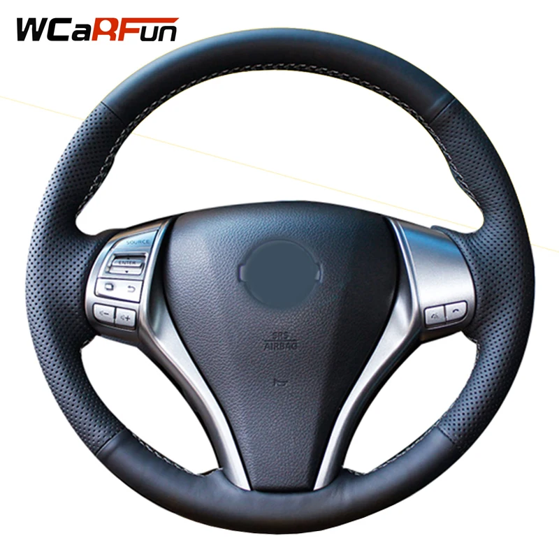 Черный кожаный WCaRFun чехол рулевого колеса автомобиля для Nissan Teana Altima 2013 2016 X Trail