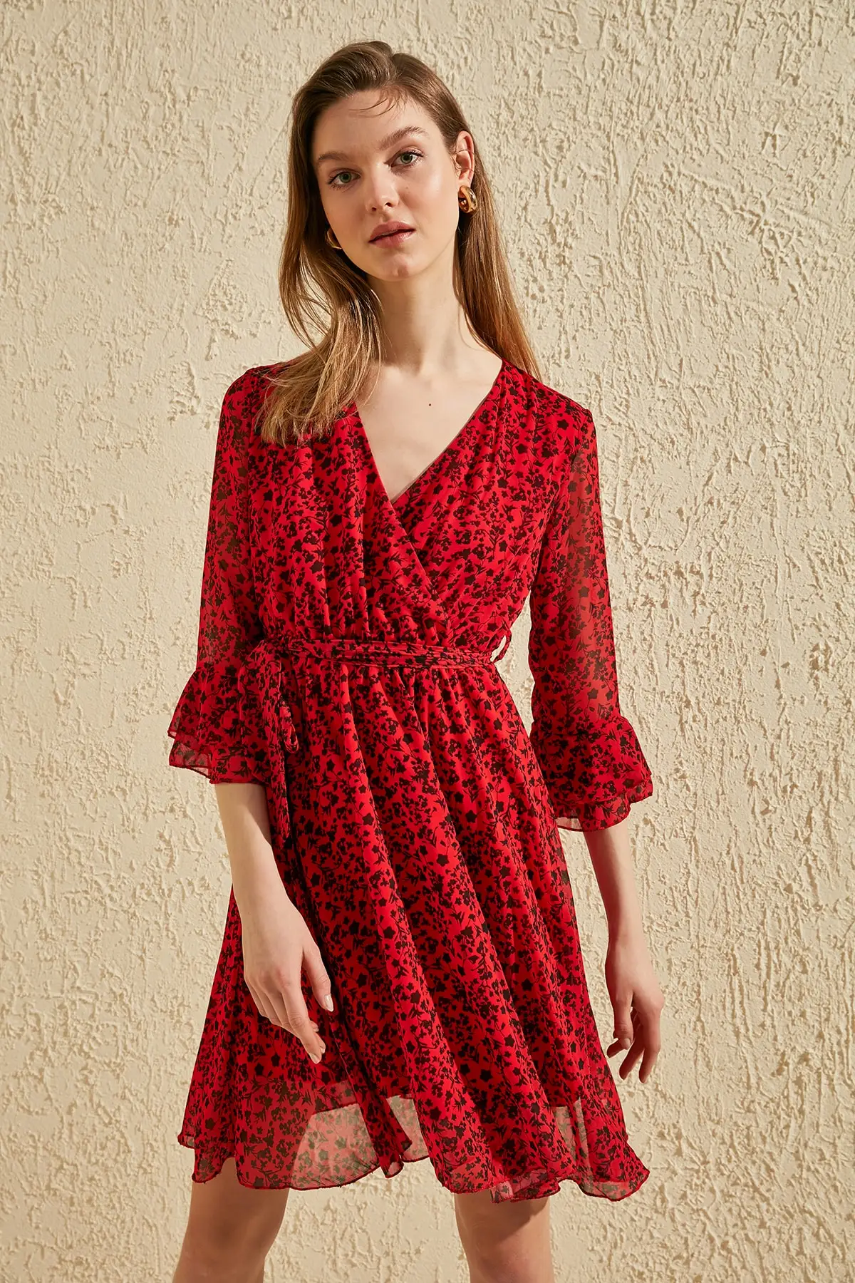 Платье с цветочным принтом и поясом TWOSS19ST0076|Женские платья| |