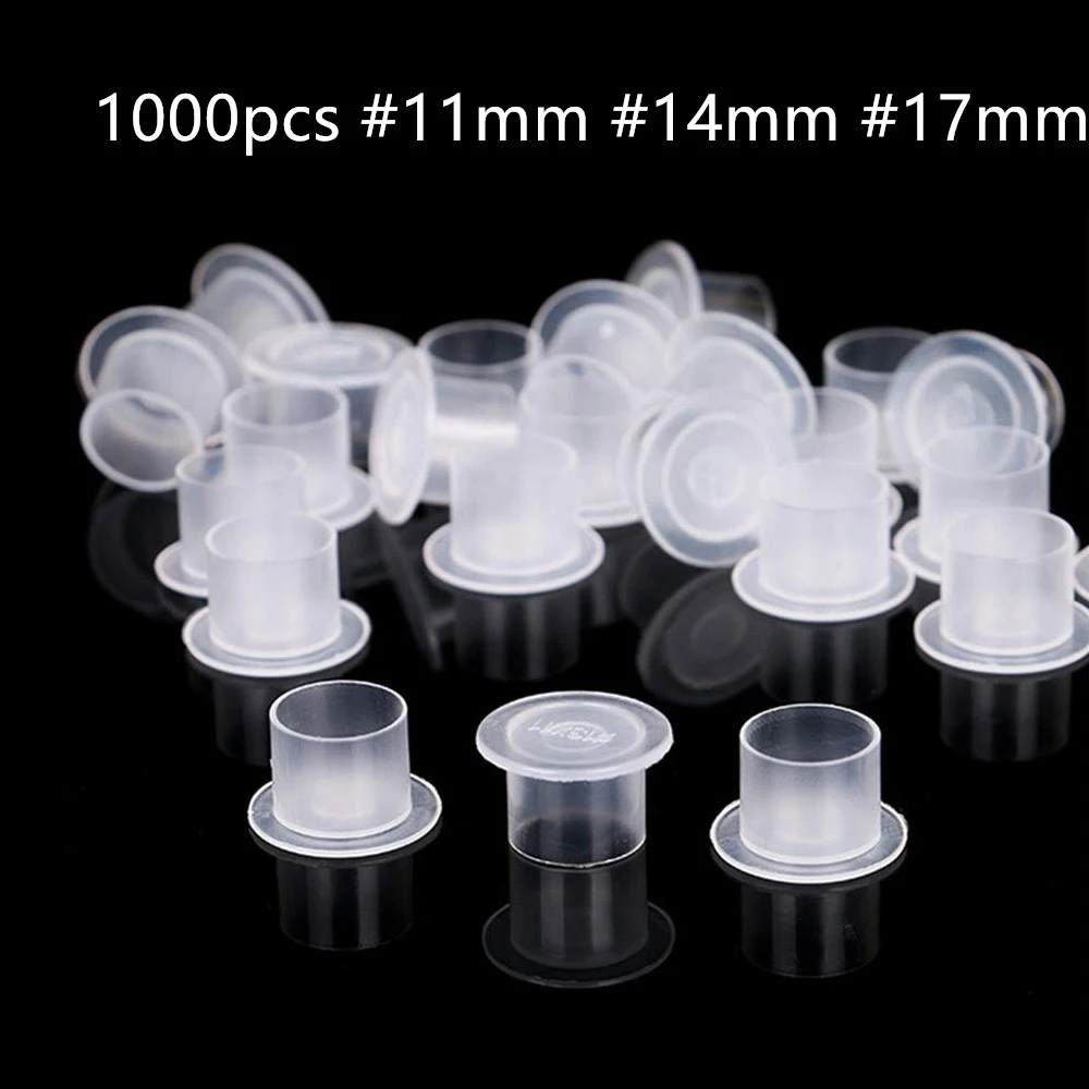 

1000pcs Tattoo Ink Cups With Base Plastic Microblading Makeup Pigment Ink Caps For Tattoo Ink Accessories 11mm 14mm 17mm