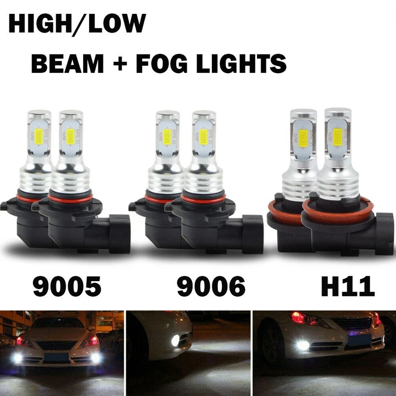 

6X Combo LED Headlights Bulb Fog Light for Toyota Corolla RAV4 H11 9006 9005 HID