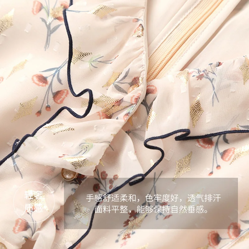 

Only Plus Sweet Dress For Women Ruffle Short Sleeve Printed Floral Dresses Vacation V-Neck Slim A-Line Party Dresses 2021