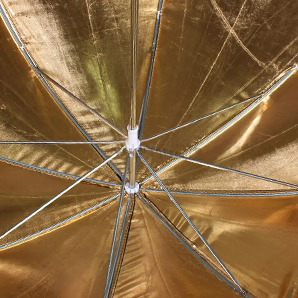 Полупрозрачный зонт со светоотражающим черным серебряным и золотым