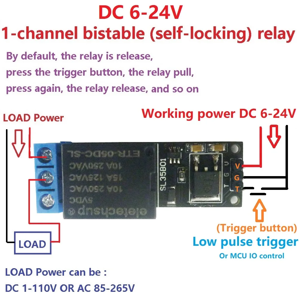 

5V 12V 1-4CH Flip-Flop Latch Relay Module Bistable Self-locking Trigger Switch Board for Motor LED PLC