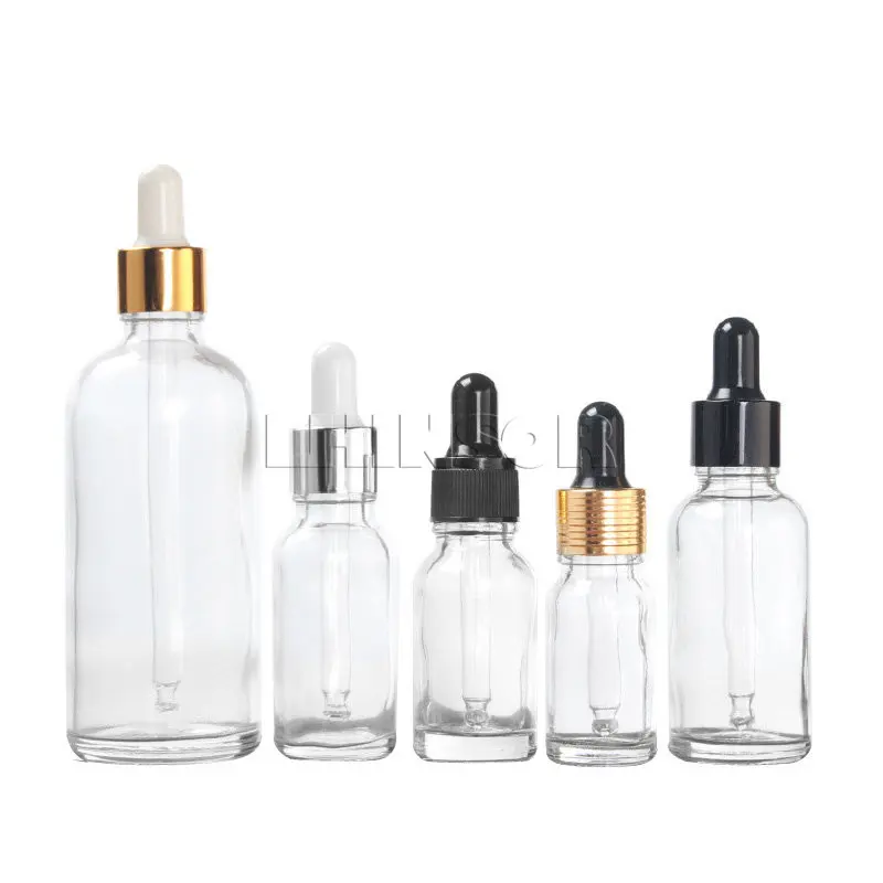 

10pcs/lot 5,10,15,20,30,50,100ml Transparent Glass Doterra Essential Oils Bottle Dropper Vials with Pipette for Cosmetic