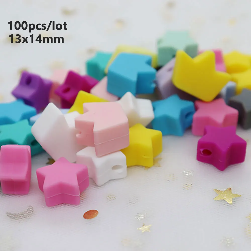 

100 шт. жемчужные силиконовые бусины со звездами 13 мм, жемчужные силиконовые бусины «сделай сам», корона, сердце, силиконовые бусины «сделай с...