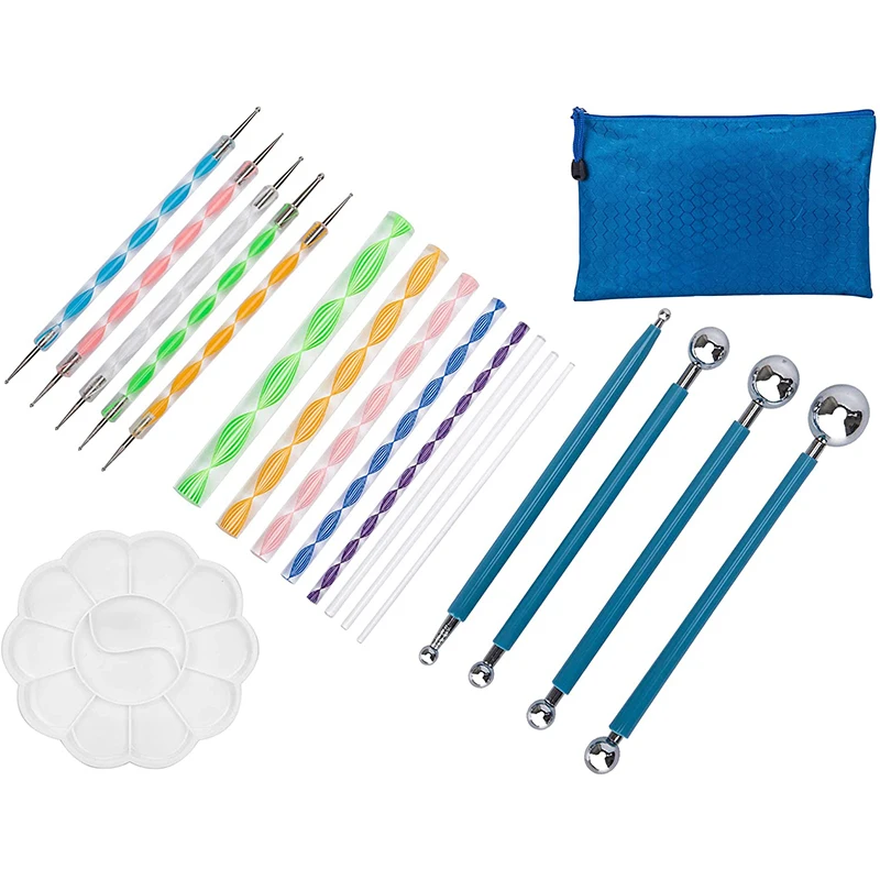 

19Pcs Dotting Tools for Painting Mandalas Rocks Dot Art Stencil Ball Stylus Set Sculpting Carving Kit