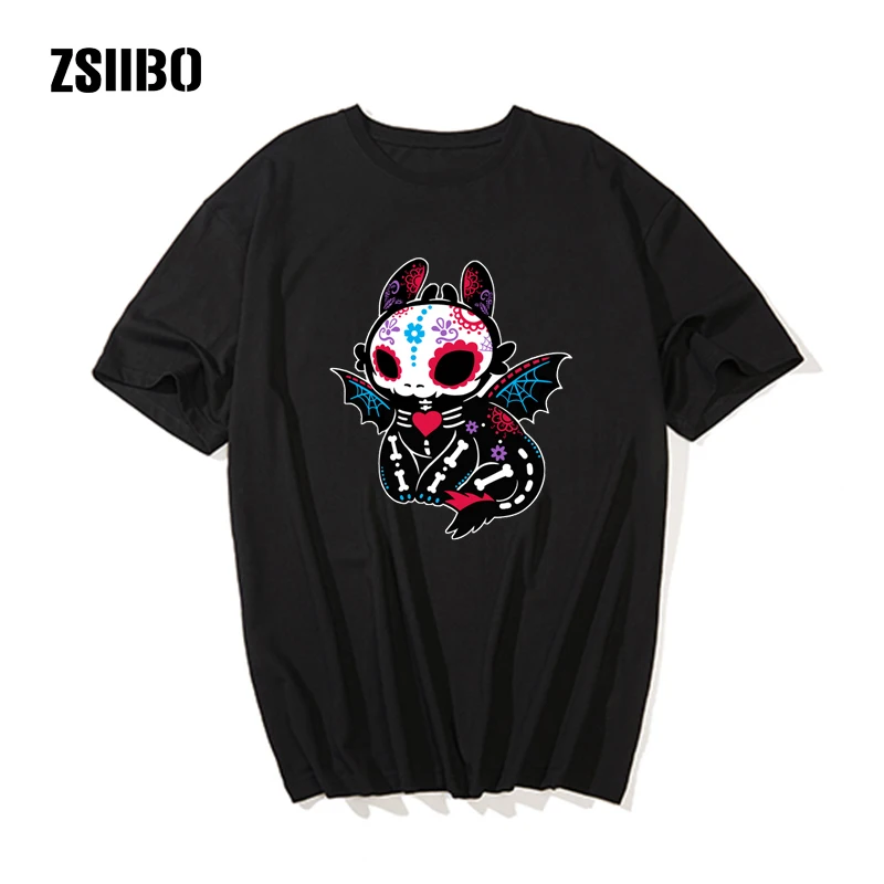 Новая модная мужская футболка с принтом из мультфильма дракон белой кости