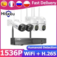 hiseeu wireless 8ch 4pcs 3mp two way audio home security camera wifi outdoor ip camera nvr kit cctv video surveillance system
