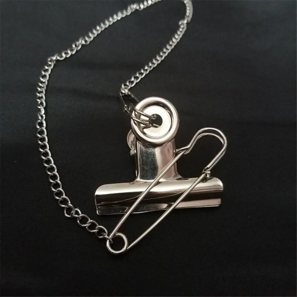 

Retro Punk Large Safety Binder Clip Pants Chain Metal Pendant Keychain For Hipster Vintage Harajuku Key Chain Holder Accessories