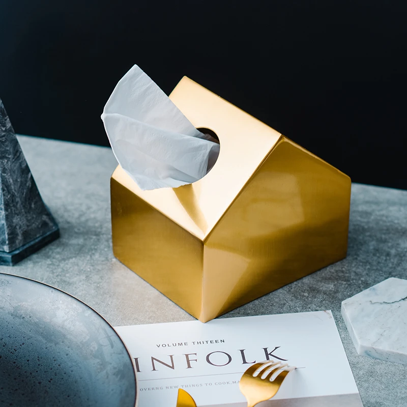 Латунный скандинавский дом коробка для салфеток дома простая гостиная офисный