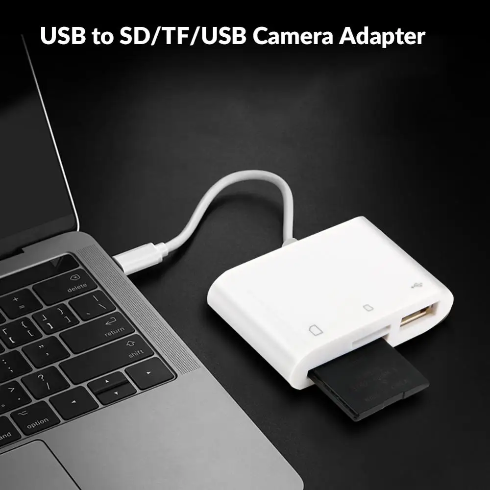 Адаптер для чтения карт памяти 3 в 1 USB C SD/TF iPad Pro Samsung Galaxy S9/S8 Huawei P20Pro и т. Д. |