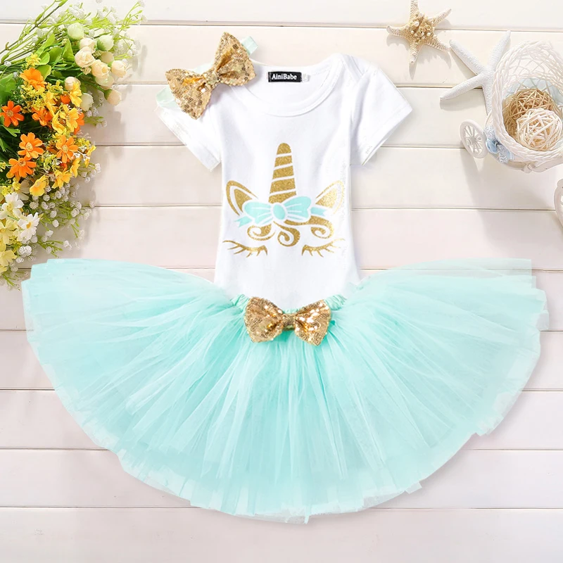 Платье с единорогом для девочек на 1 год платье день рождения маленьких наряды