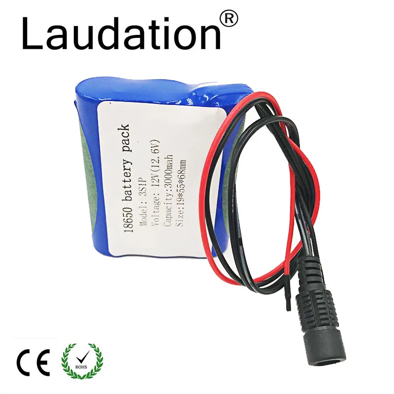 Laudation 12V 3000 mAh 3S 1P Литий-ионная батарея 18650 литиевая аккумуляторная батарея защитная пластина перезаряжаемая 1а зарядное устройство