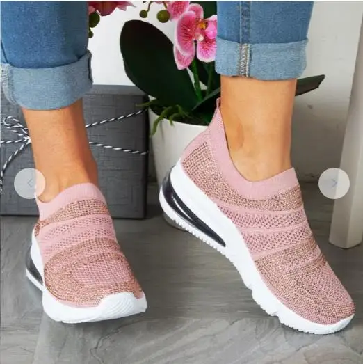 

Summer women's sneakers Vulcanized Shoes Sock Sneakers Women Slip On Flat Shoes Women Plus Size Loafers ladies shoes