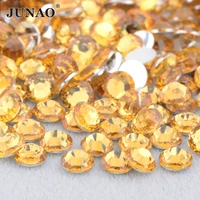 junao 4 5 6mm wholesale topaz color flat back resin rhinestones glitter nail crystal stones diy non sewing strass for clothes