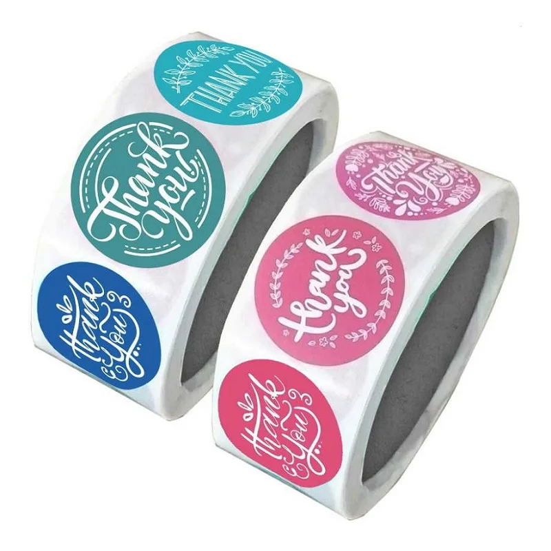 100 шт. круглые розовые/синие наклейки благодарим Вас этикетки для печати 1