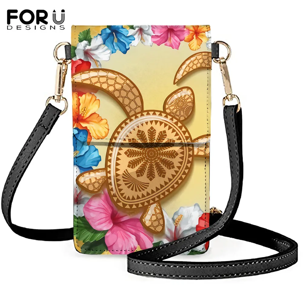 

Миниатюрная сумка-Кроссбоди FORUDESIGNS для женщин, гавайская черепаха, гибискус, венок, полинезийский дизайн, Женский кошелек на плечо, маленьки...