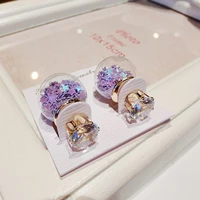 korean earrings summer transparent earrings bubble color five pointed star zircon earrings fresh earrings