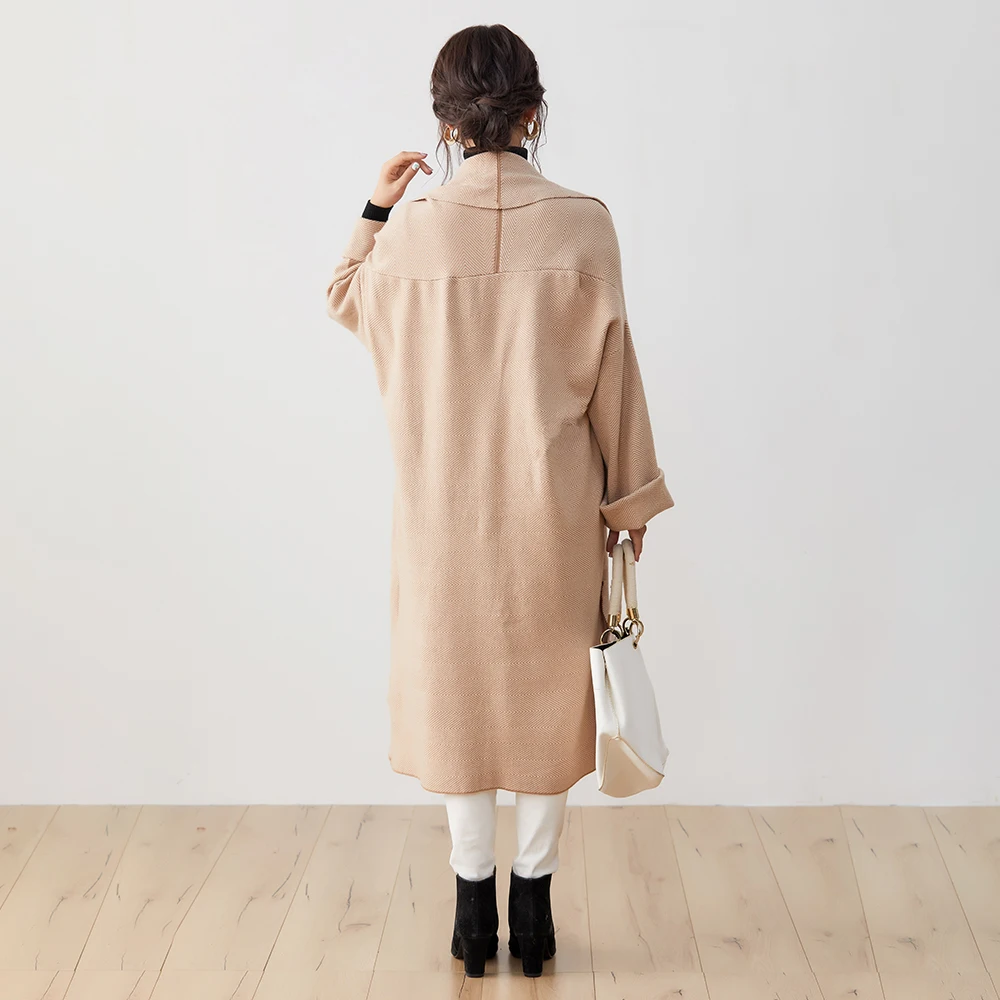 

New Women Cardigan Sweater Coat Casual Winter Autumn Long Pocket Striped Jacket Female Fashion Long Sleeve Outwear Jackets