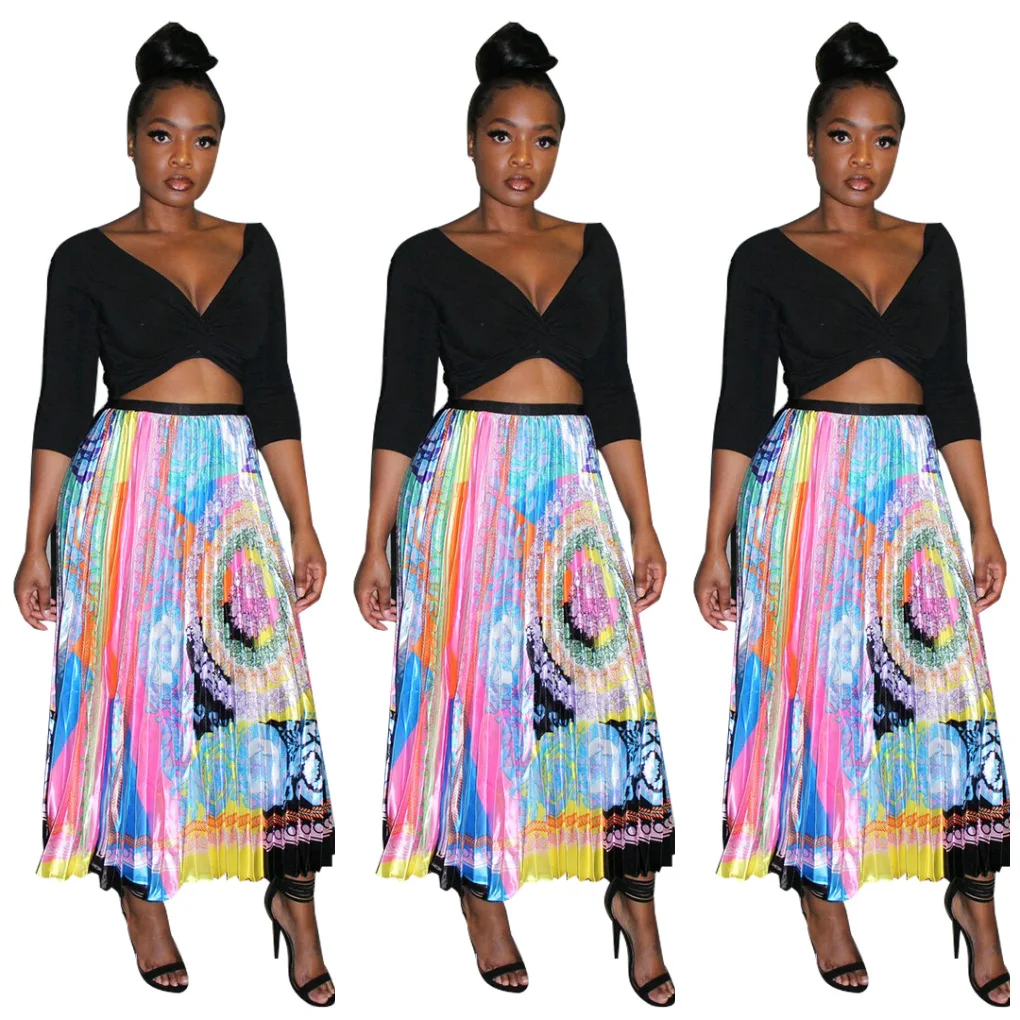 

Cutubly Dress Print Lace Up Buttons Turndown Collar Dress Women'S Shirt Skirt Pleated Skirt Suit Loose Casual Elegant Fall Dress