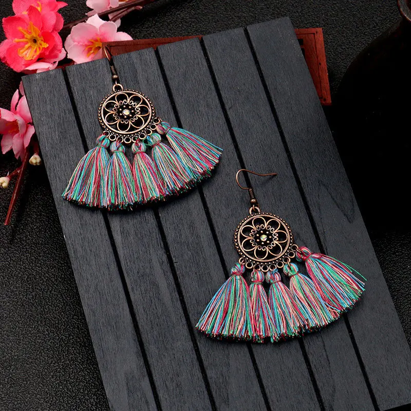 Богемные стильные женские серьги ювелирные изделия среднего размера с