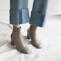 new model korean version of the sexy with short tube womens boots wild square head fashion boot apricot black size 33 42