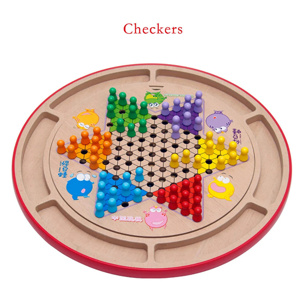 Table Game Kids Chess Playing Games Wooden Checkers Flight Backgammon Jungle Snake Board Children Fun |