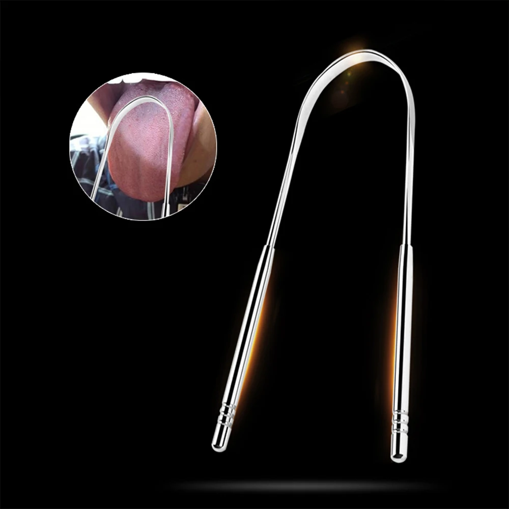 

Tongue Scraper Stainless Steel Oral Tongue Cleaner Brush Fresh Breath Cleaning Coated Tongue Toothbrush Oral Hygiene Care Tools