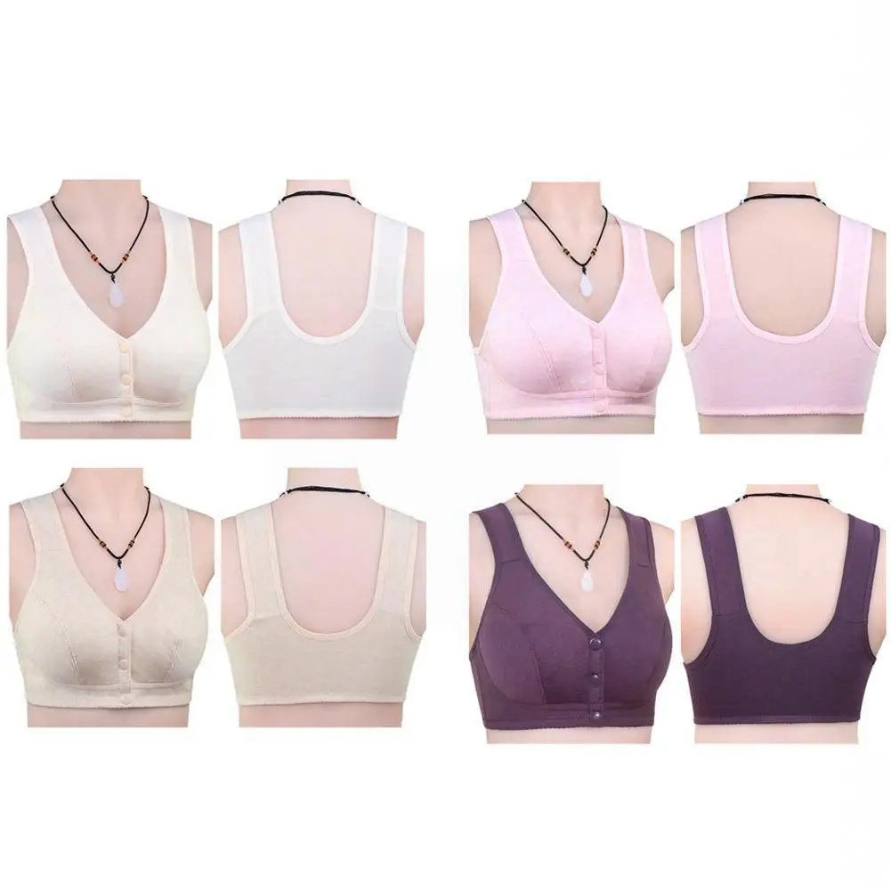 

Women Plus Size Bra Soft Cotton Front-close Bralette Size Bra Large Casual Age Wear Big Everyday Bra Size Middle Women R5z0