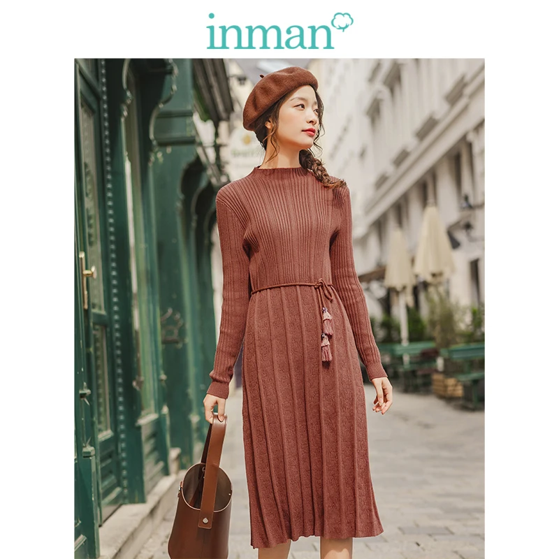 INMAN осень 2019 Новое поступление одноцветное стоячий воротник жаккард