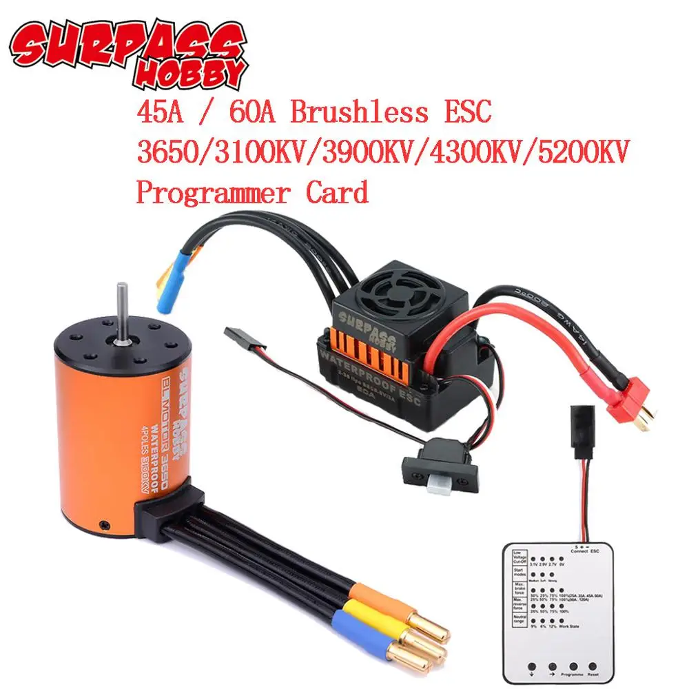SURPASS HOBBY 3650 3100KV 3900KV 4300KV 5900KV w/60A ESC водонепроницаемый бесщеточный двигатель для 1:10