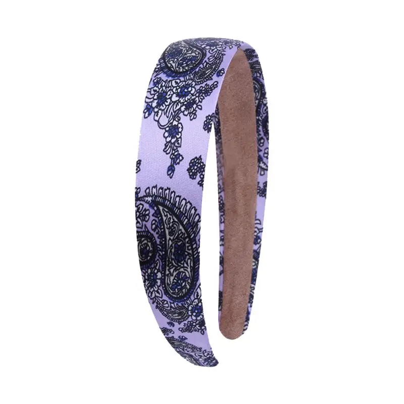 

Women Girls Bohemian Wide Headband Paisley Floral Print Non-Slip Elastic Bandana