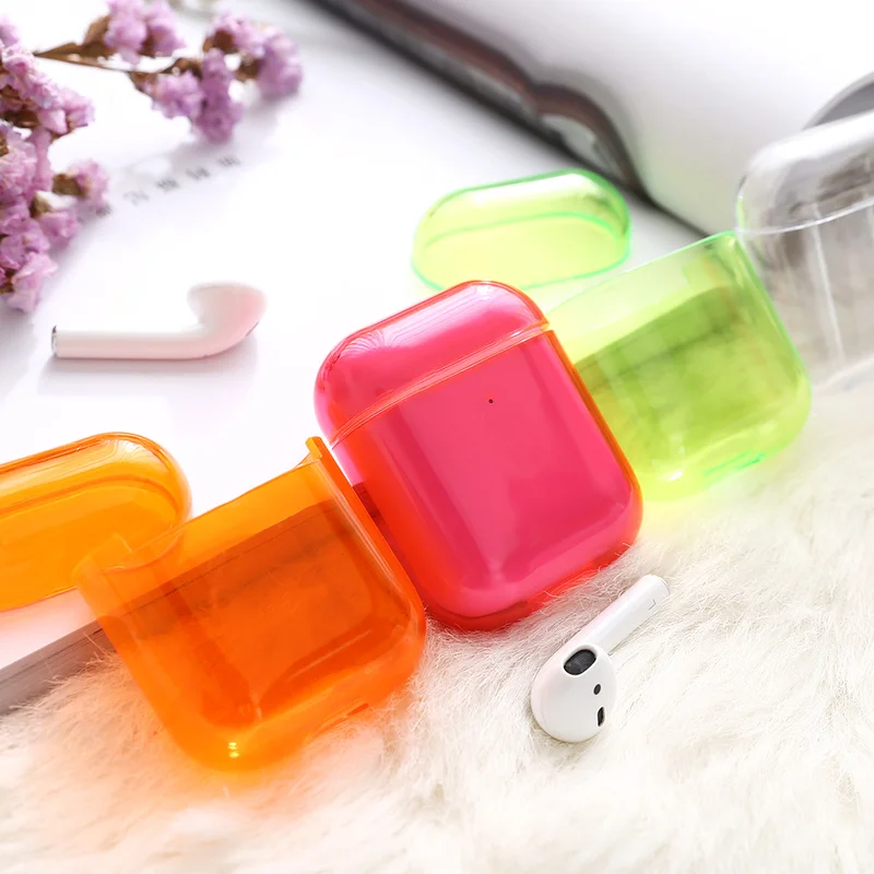 

1/2 Candy Color Case Cute Transparent Cover For AirPods Earphone Thin Case Protector Charging Box