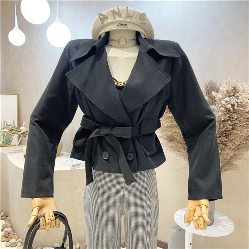 

NEW Niche Design Women's Clothing 2021 Autumn Korean The Short Short Suit Jacket With Waistband And British Style Suit Jacket