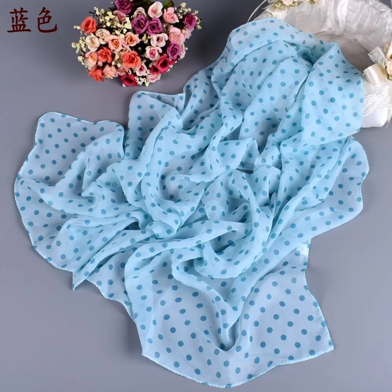 Шарф женский шифоновый в горошек накидка стиле Харадзюку 2019 |