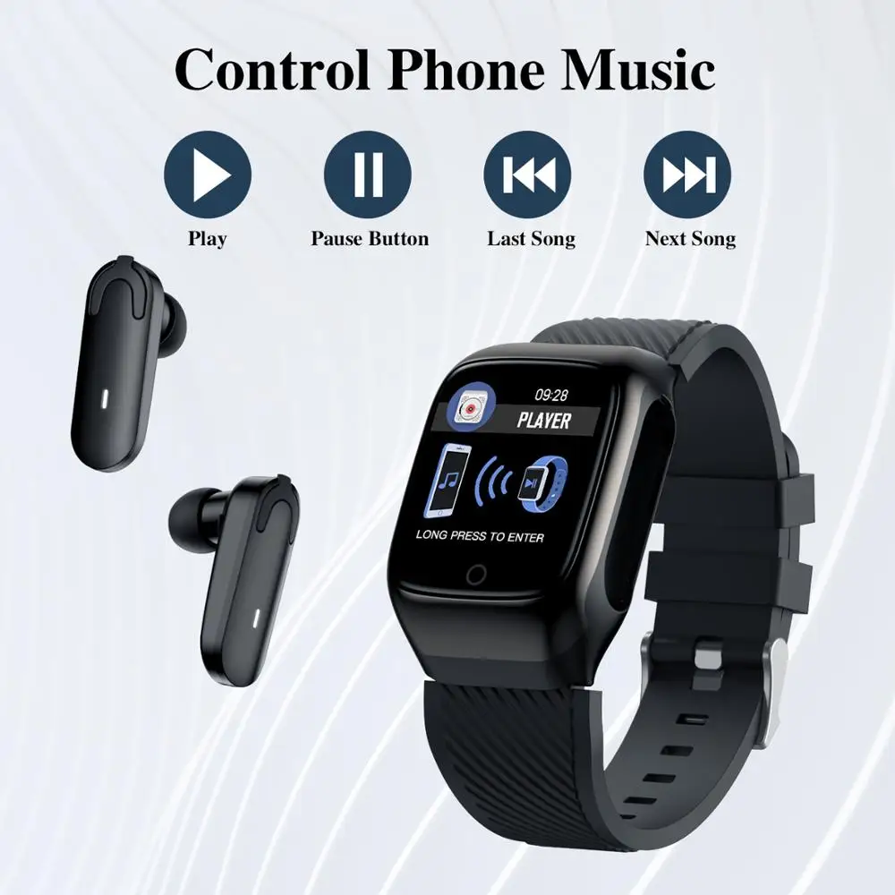 2 в 1 Смарт-часы вкладыши Наушники-вкладыши TWS Bluetooth 5 0 гарнитура Для мужчин Спорт