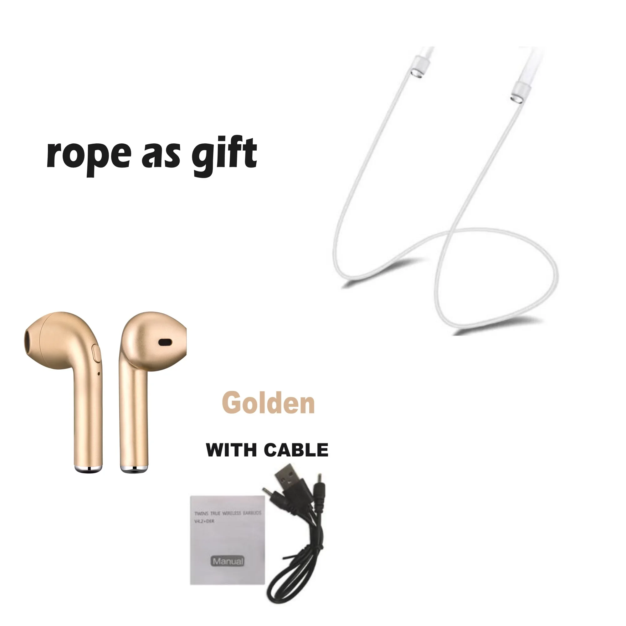 2Golden with Cable VSDTK I7 i7s tws беспроводные Bluetooth наушники с микрофоном с кабели для iPhone 6 7 8 X Xs XR xiaomi все смартфоны - Цвет: 2Golden with Cable