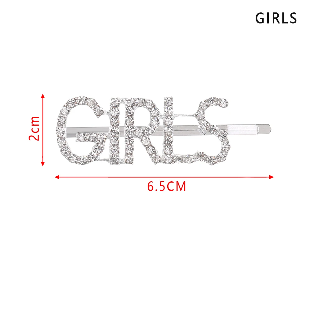 girls 1 шт. Горячая Мода письмо шпилька уникальные яркие стразы кристаллы заколки для волос слова заколка женские аксессуары для украшений для волос - Цвет: girls