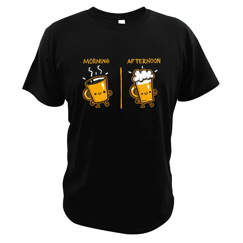 

Funny All Day Long T Shirt Morning Coffee Afternoon Beer Daily Life Funny Cute Creat Design 100% Cotton Novelty T-Shirt