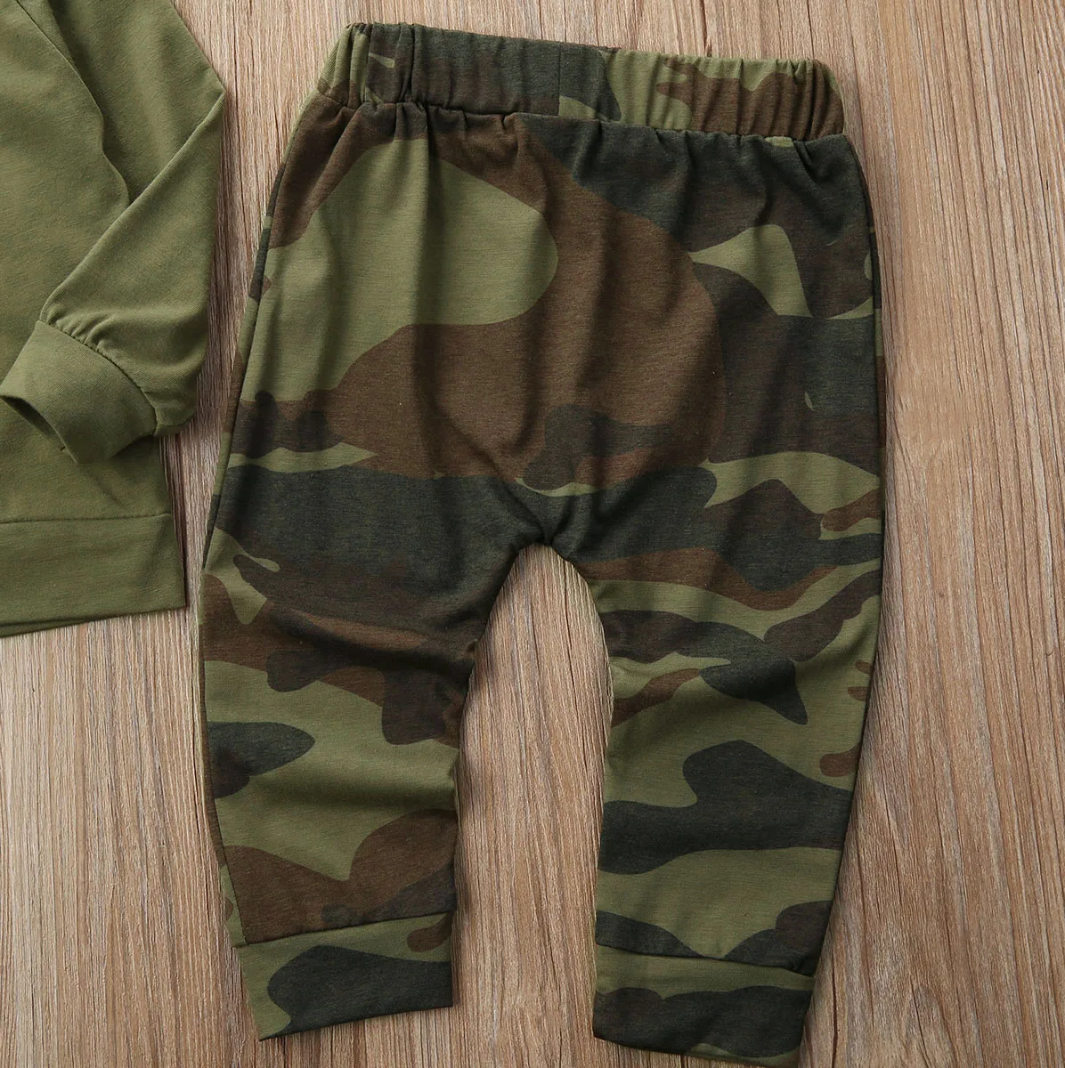 Newborn Baby Boy Girls Clothes Long Sleeve Army Green T-shirt Hooded Tops + Camouflage Pants Autumn Casual Outfit 0-24 M images - 6
