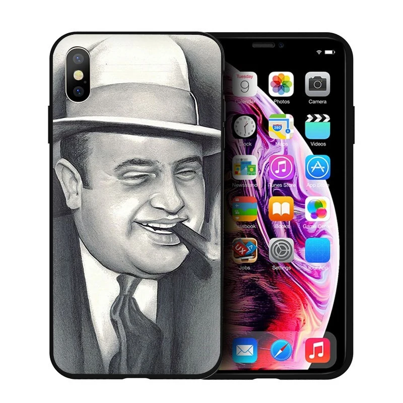 EWAU Al Capone Гангстер Scarface Мягкий силиконовый чехол для телефона iPhone 5 5S SE 6 6s 7 8 plus X XR XS Max - Цвет: B8