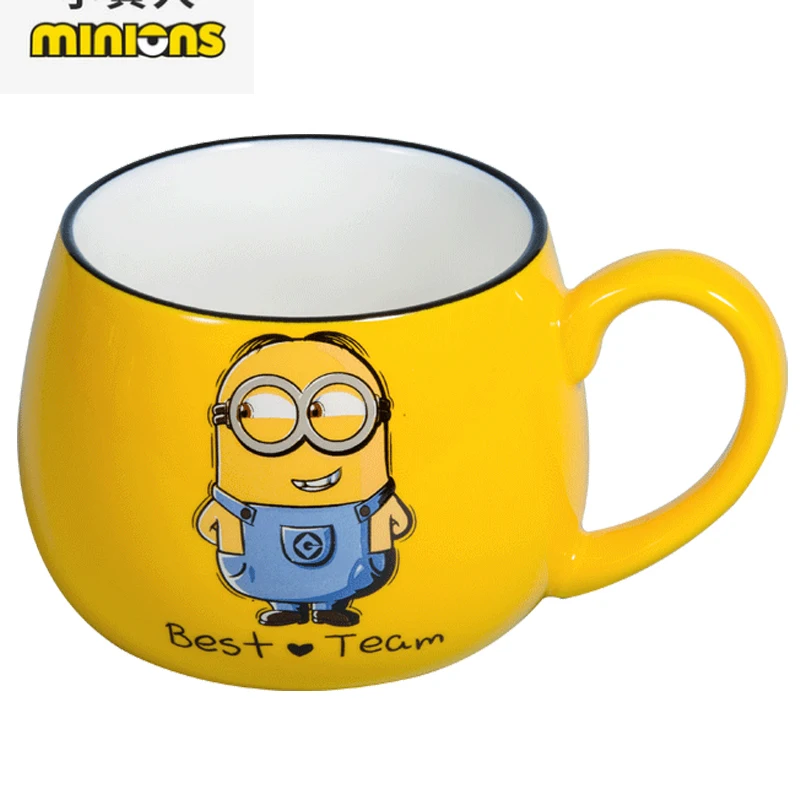 

Minions Mark Cup Ceramic Spoon with Lid Cartoon Water Cup Creative Personality Trend Coffee Cup Couple Cute