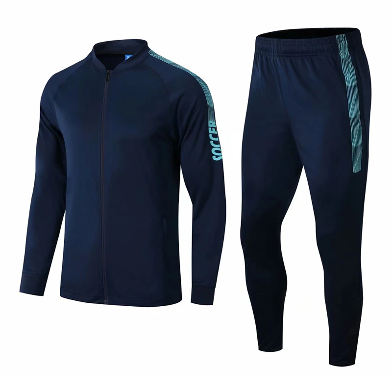 Мужской тренировочный костюм для взрослых синяя куртка с длинным рукавом