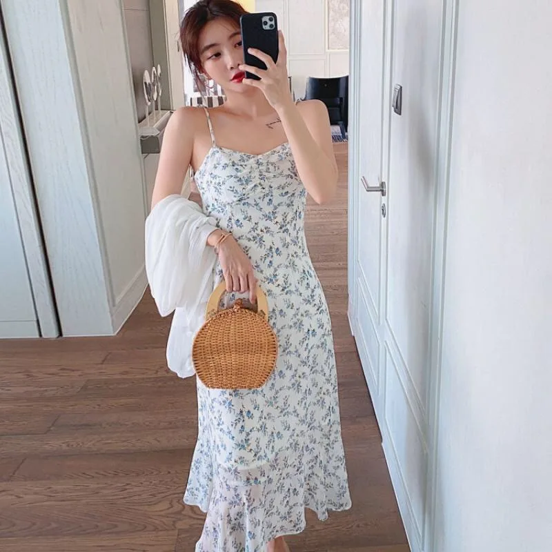 

Women's Dress Summer 2021 Floral Sling Skirt Off The Shoulder Dress Ladies Party Sexy Holiday Floral Mid Length Skirt