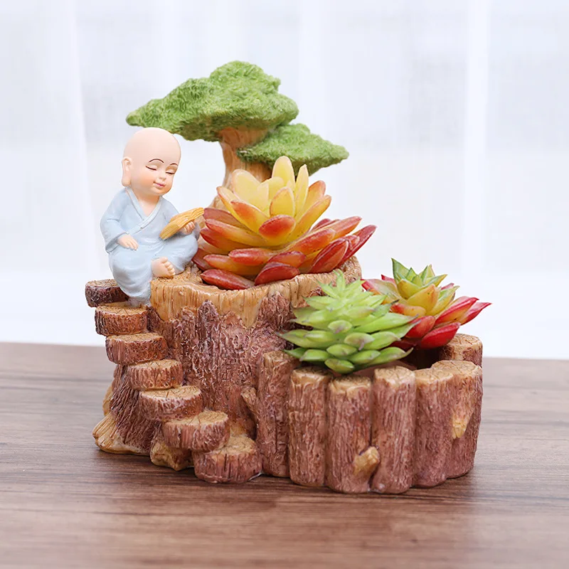 Цветочный горшок для храма сосновые горшки растений монах цветочный буддизм