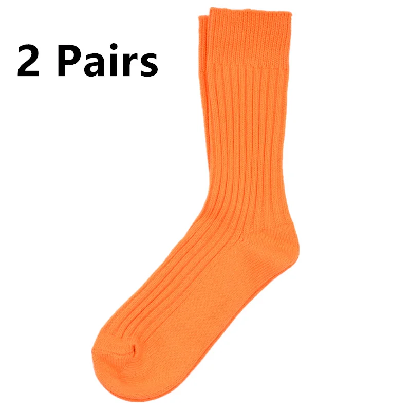 Orangge 2pairs CoooColl 2 пары в упаковке модные крутые Harajuku уличная шерстяная пряжа вентиляция конфеты флюоресцентные цвета оранжевые носки для мужчин и женщин - Цвет: Orangge 2pairs